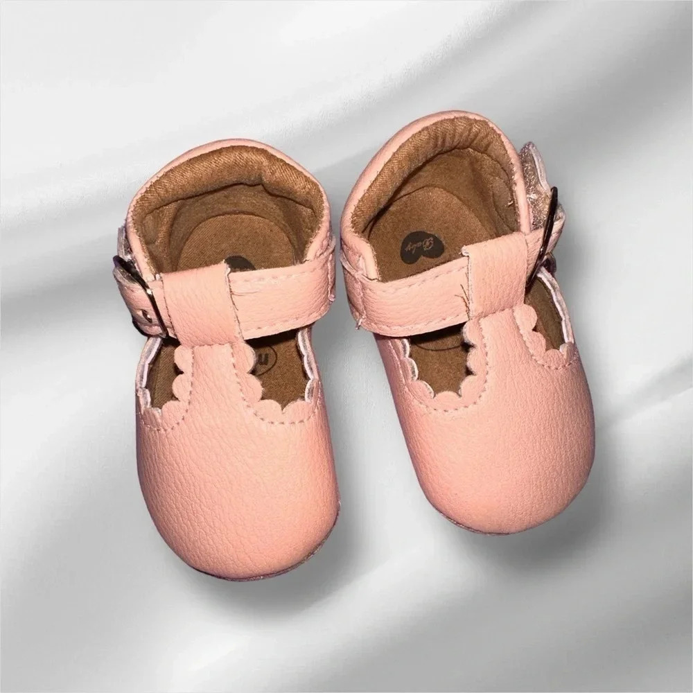 MYGGPP mauve  color Faux Leather Toddler Baby Shoes Size 0-6 months